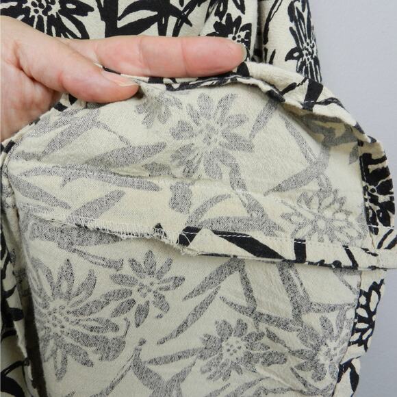Vintage Produce Company Cotton Jacket Sz XL Beige Black Floral Boxy Button Up - Picture 3 of 9